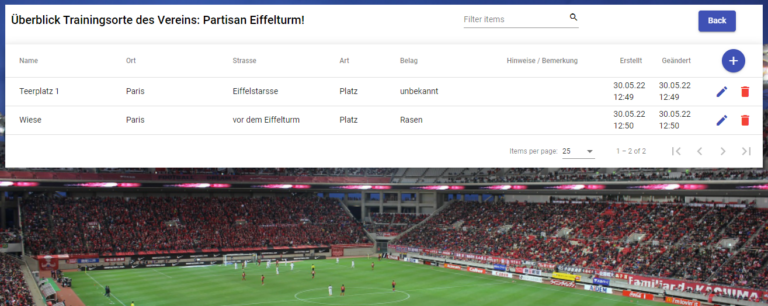 Fußball Spielstätten festlegen